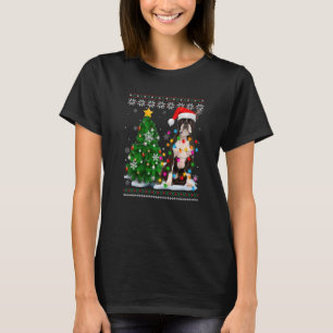 Ugly Boston Terrier Dog Santa Hat Christmas Tree L T-Shirt