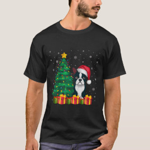 Ugly Boston Terrier Santa Hat Christmas Lights Dog T-Shirt
