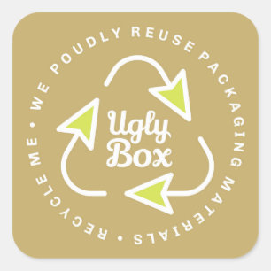 Ugly Box Recycled Packaging Sticker Brown & Lime