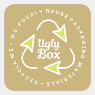 Ugly Box Recycled Packaging Sticker Brown & Lime