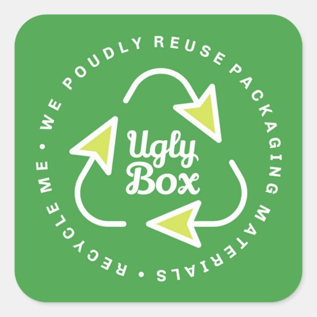 Ugly Box Recycled Packaging Sticker Green & Lime (Front)