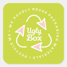 Ugly Box Recycled Packaging Sticker Lime & Pink