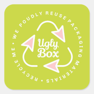 Ugly Box Recycled Packaging Sticker Lime & Pink