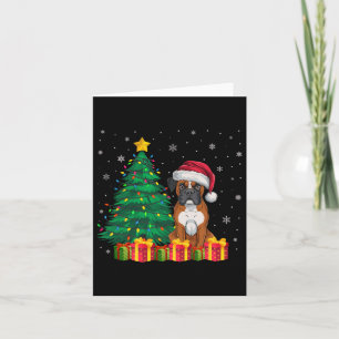 Ugly Boxer Santa Hat Christmas Lights Dog Lover Xm Card