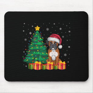 Ugly Boxer Santa Hat Christmas Lights Dog Lover Xm Mouse Mat