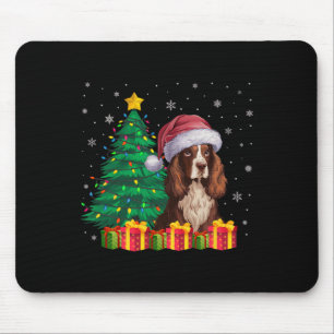 Ugly Boykin Spaniel Santa Hat Christmas Lights Dog Mouse Mat