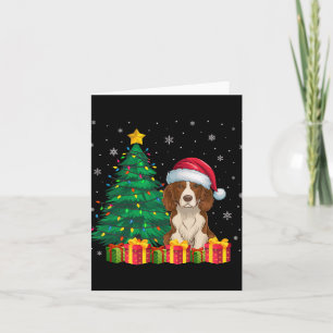Ugly Brittany Spaniel Santa Hat Christmas Lights D Card