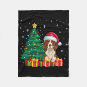 Ugly Brittany Spaniel Santa Hat Christmas Lights D Fleece Blanket