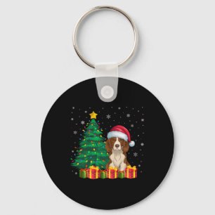 Ugly Brittany Spaniel Santa Hat Christmas Lights D Key Ring