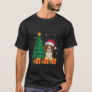 Ugly Brittany Spaniel Santa Hat Christmas Lights D T-Shirt