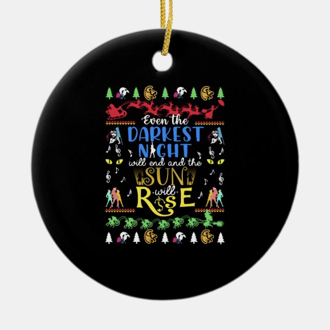 Ugly Broadway Christmas Sweatshirt Ceramic Tree Decoration (Front)