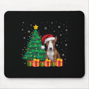 Ugly Bull Terrier Santa Hat Christmas Lights Dog L Mouse Mat