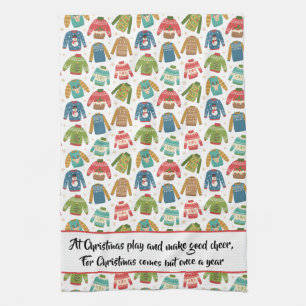 Ugly But Cute Ugly Christmas Sweater Holiday Quote Tea Towel