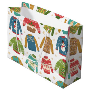 Ugly But Cute Ugly Christmas Sweaters Holiday Large Gift Bag