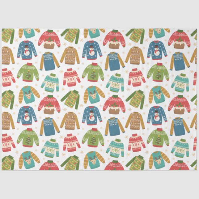 Ugly But Cute Ugly Christmas Sweaters Holiday Tissue Paper (Front)