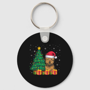Ugly Cairn Terrier Santa Hat Christmas Lights Dog  Key Ring