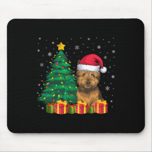 Ugly Cairn Terrier Santa Hat Christmas Lights Dog Mouse Mat