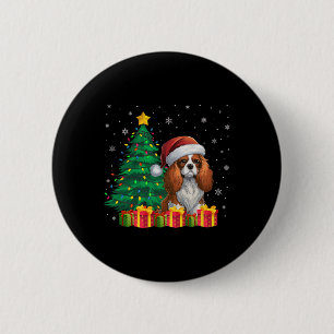 Ugly Cavalier King Charles Spaniel Santa Hat Xmas  6 Cm Round Badge
