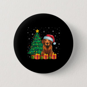 Ugly Chesapeake Bay Retriever Santa Hat Xmas Light 6 Cm Round Badge