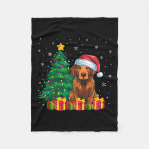Ugly Chesapeake Bay Retriever Santa Hat Xmas Light Fleece Blanket