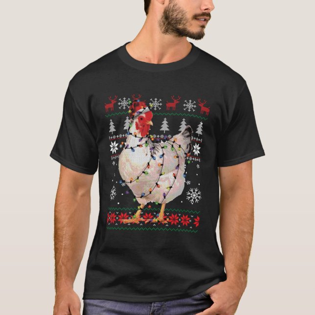 Ugly Chicken Santa Funny Chicken Lover Farmer Gift T-Shirt (Front)