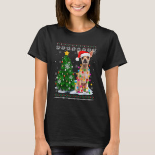 Ugly Chihuahua Dog Santa Hat Christmas Tree Light T-Shirt