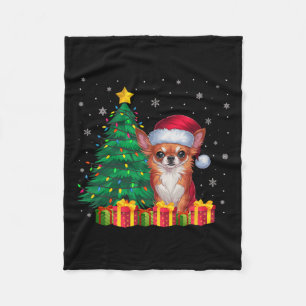 Ugly Chihuahua Santa Hat Christmas Lights Dog Love Fleece Blanket