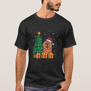 Ugly Chow Chow Santa Hat Christmas Lights Dog Love T-Shirt