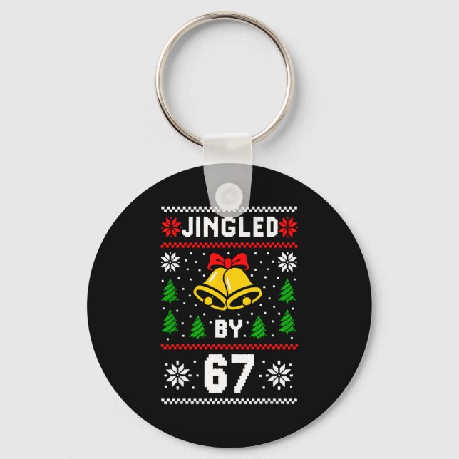 Ugly Christmas 67 Meme Design Funny Six Seven Hand Key Ring (Front)