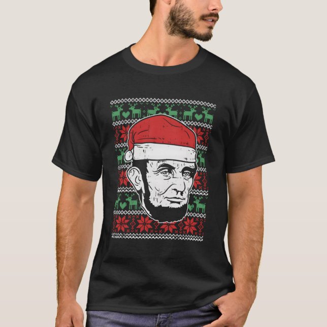 Ugly Christmas Abe Abraham Lincoln Santa Patriot G T-Shirt (Front)