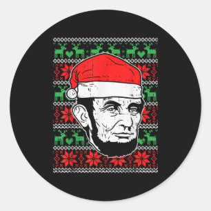 Ugly Christmas Abe Shirt Abraham Lincoln Santa Pat Classic Round Sticker