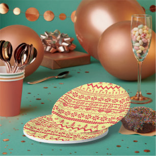Ugly Christmas Abstract Pattern Paper Plate