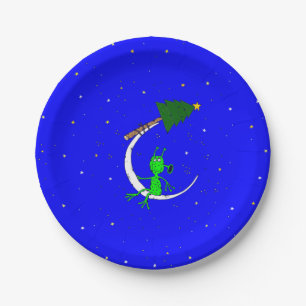 ugly christmas alien xmas tree moon paper plate