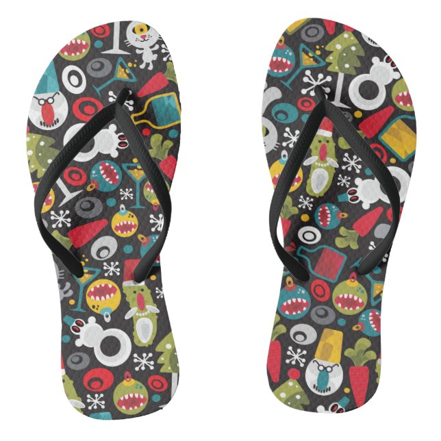 Ugly Christmas and Happy New Year Flip Flops (Footbed)