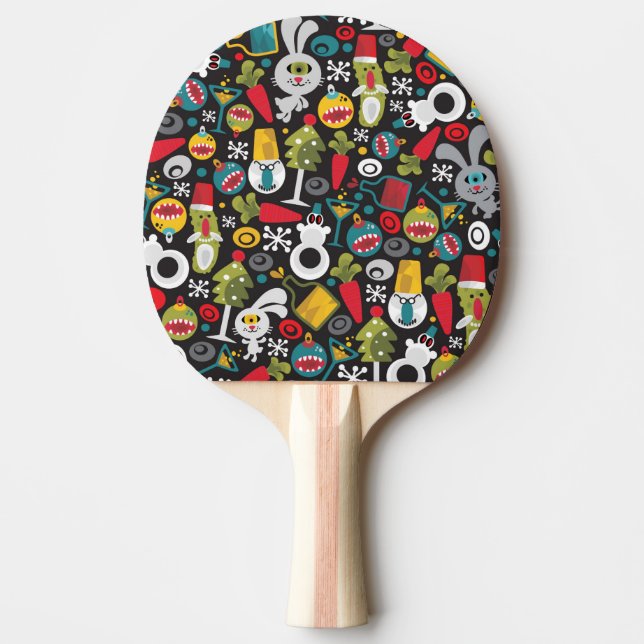 Ugly Christmas and Happy New Year Ping Pong Paddle (Front)