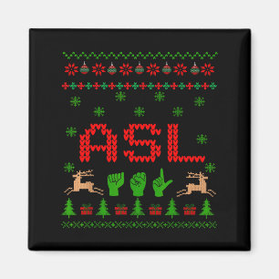Ugly Christmas Asl Sign Hand Sign Language Deaf Te Magnet