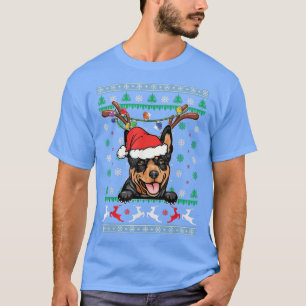 Ugly Christmas Australian Kelpie Reindeer Light Xm T-Shirt
