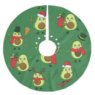 ugly christmas avocado santa winter brushed polyester tree skirt