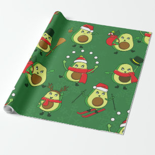ugly christmas avocado santa winter wrapping paper