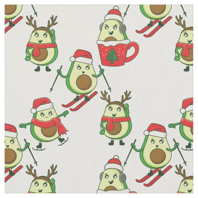 ugly christmas avocado ski santa fabric (Close Up)