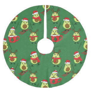 ugly christmas avocado ski snowflakes  brushed polyester tree skirt