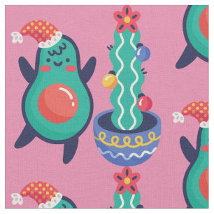 ugly christmas avocado xmas cactus fabric