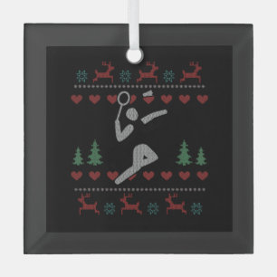 Ugly Christmas Badminton Glass Tree Decoration