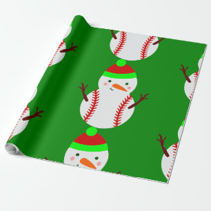 ugly christmas baseball snowman funny wrapping paper