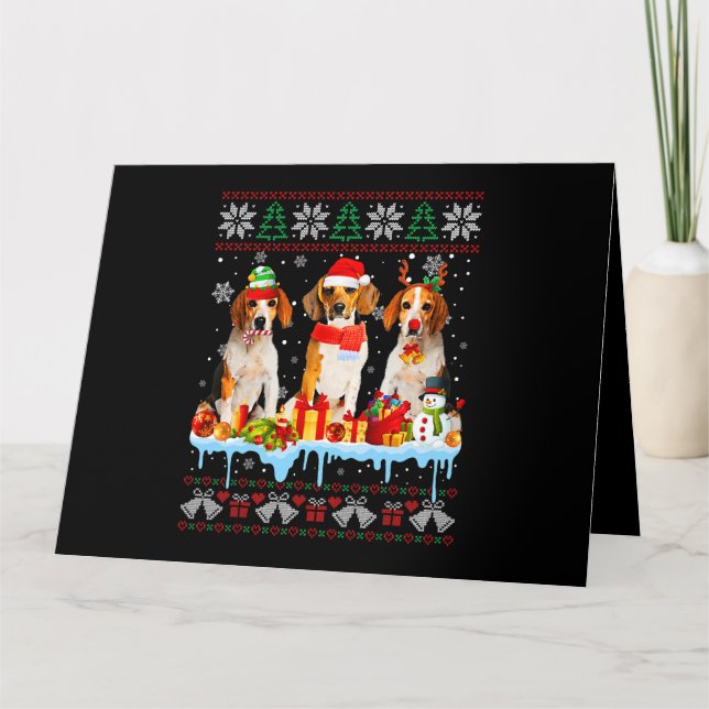 Ugly Christmas Beagle Dog Santa Xmas Dog Costume 7 Card (Front)