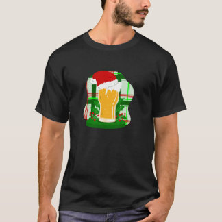 ugly christmas beer santa claus holly plaid funny  T-Shirt