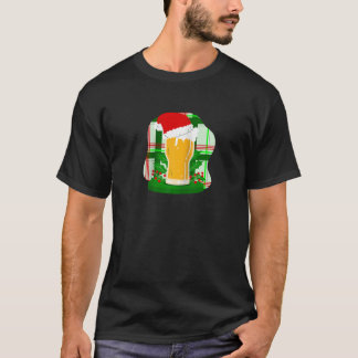 Ugly Christmas Beer Santa Claus Holly Plaid Funny  T-Shirt