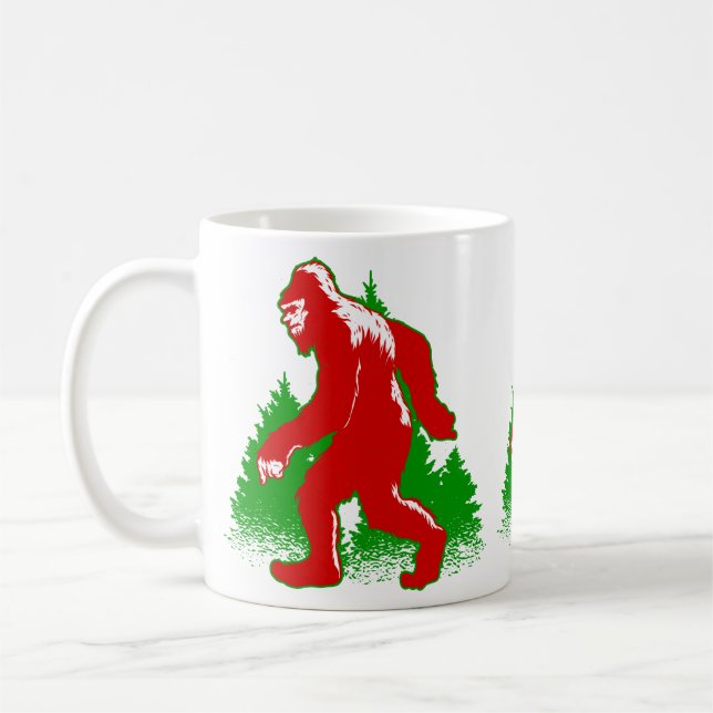 ugly christmas bigfoot yeti coffee mug (Left)