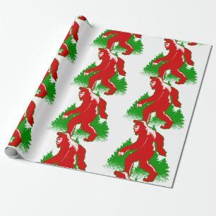 ugly christmas bigfoot yeti wrapping paper