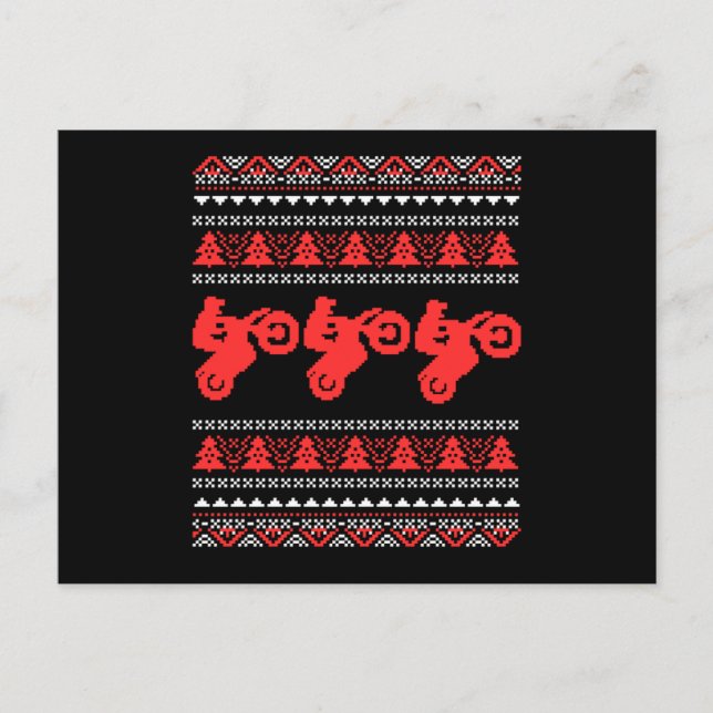 Ugly Christmas Biker Bike Motocross Motorcycle Gif Postcard (Front)